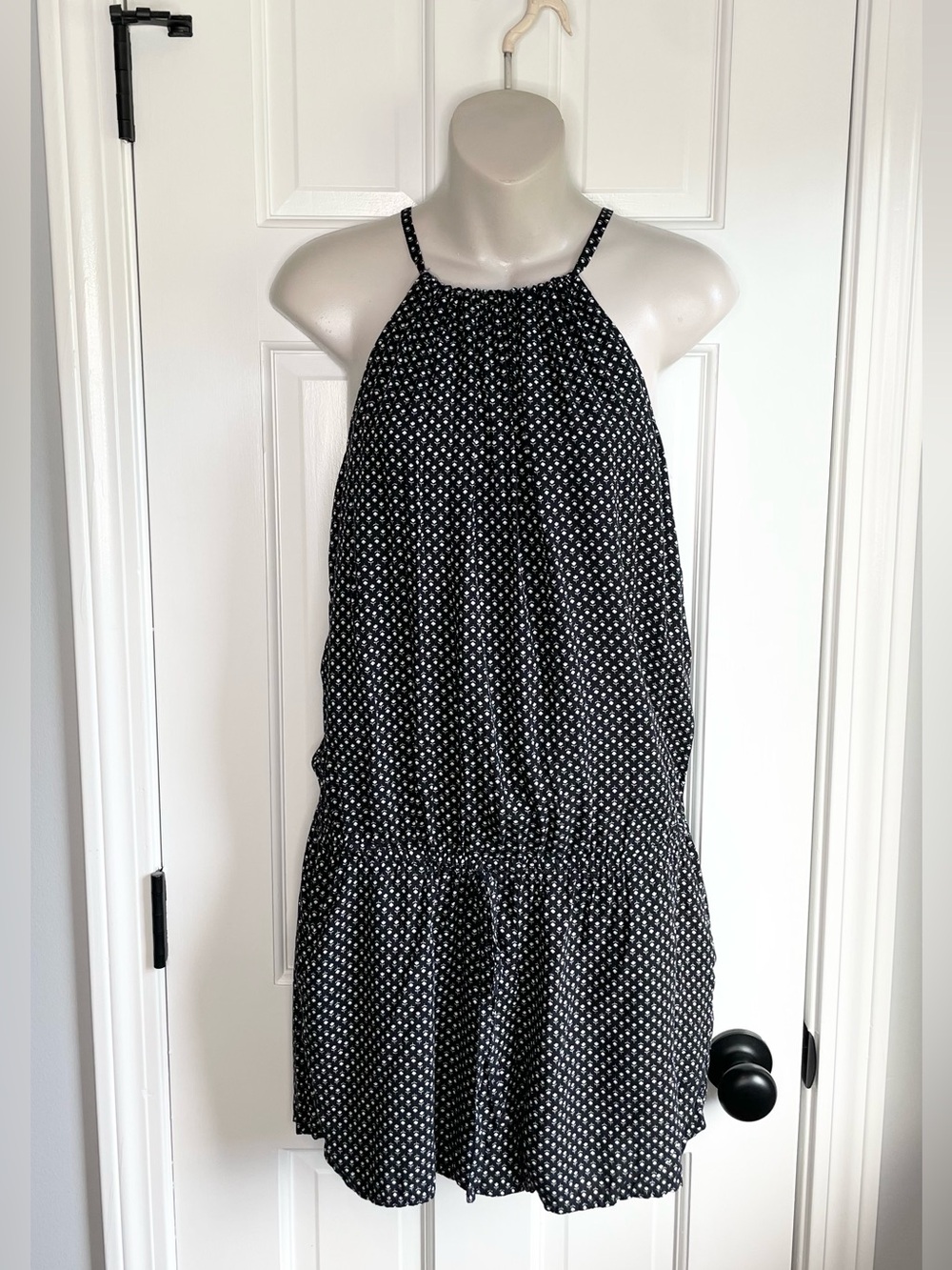 Old Navy Black and White Polka Dot Halter Romper